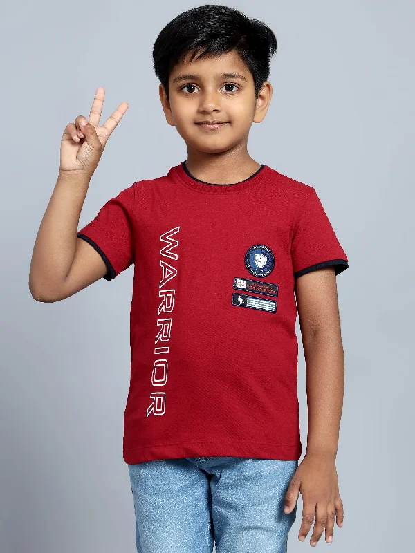 Cozy Essentials Wear Boys Casual Red Half Sleeve with contrast insert at hem T-Shirt Cozy Essentials Wear Boys Casual Red Half Sleeve with contrast insert at hem T-Shirt