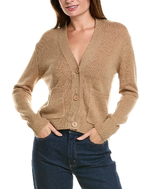 Fashionable Comfort Forte Cashmere Pocket V-Neck Wool & Cashmere-Blend Cardigan
