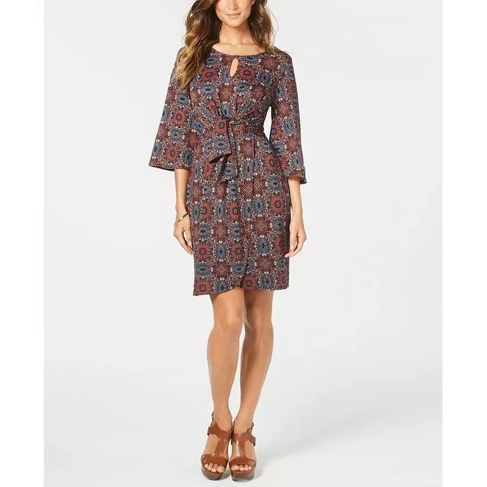 Dessert Matching NY Collection Women's Printed Faux-Wrap Dress Black Size Petite Small - Petite Small Dessert Matching NY Collection Women's Printed Faux-Wrap Dress Black Size Petite Small - Petite Small