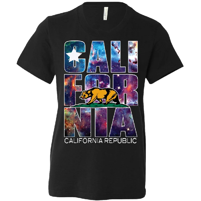 Classic California Republic Cosmic State Flag Space Galaxy Asst Colors Youth T-Shirt/tee