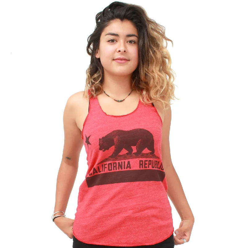 Floral Prints California Republic Vintage Flag Racerback Tank Top