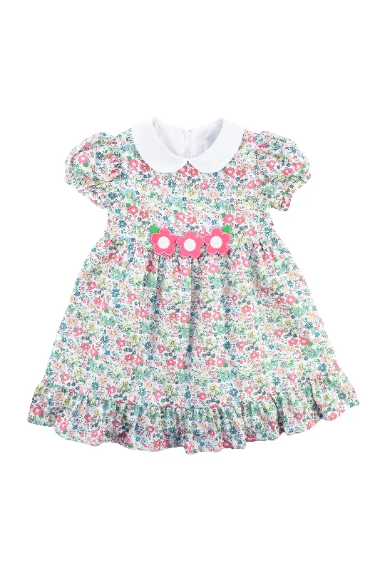 Exquisite Craftsmanship Floral Poplin Dress With Flowers