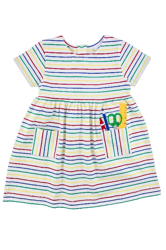 Casual Choice Stripe Knit Dress With School Supplies
