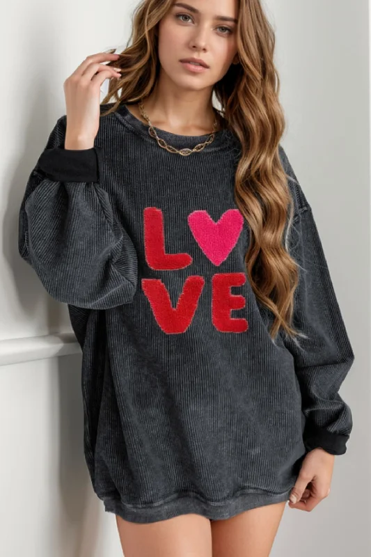 Design Perception Valentine’s Day LOVE Round Neck Long Sleeve Sweatshirt