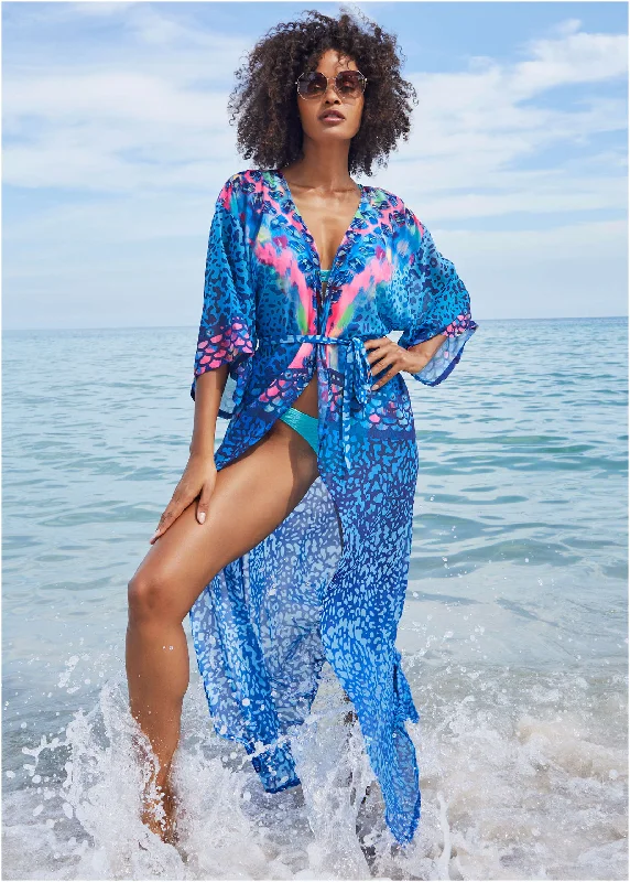 Trendy Traveler Long Kimono Cover-Up - Timeless Treasure