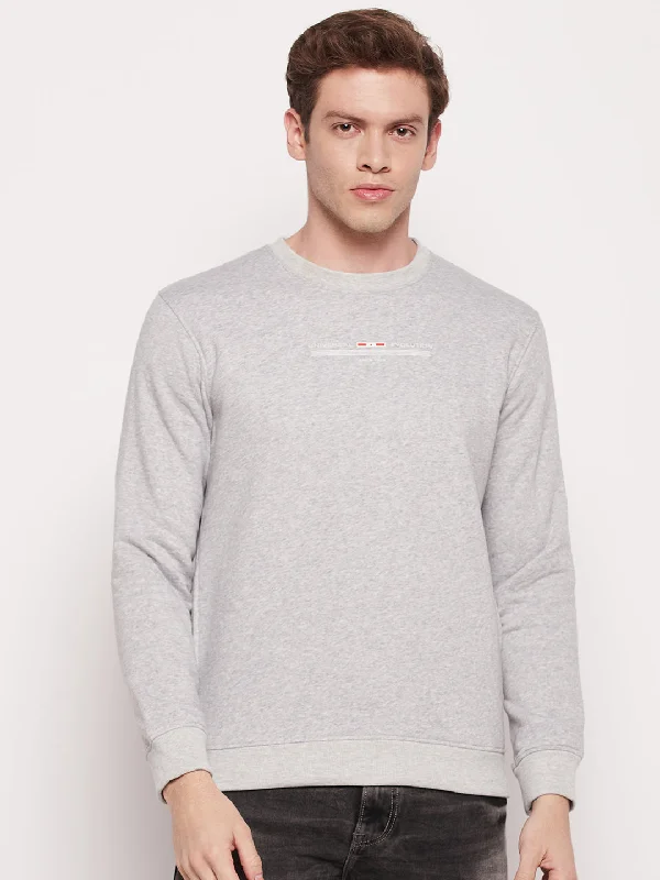 Classic Series Men Grey Melange Sweatshirt