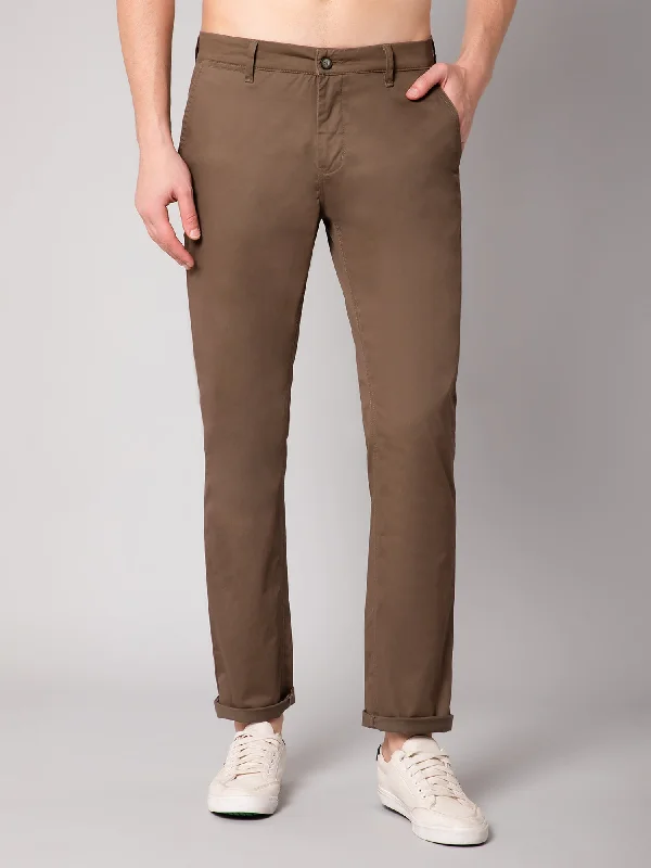 Fashionable In The Times Men's Casual Flat front Olive Green  Trousers