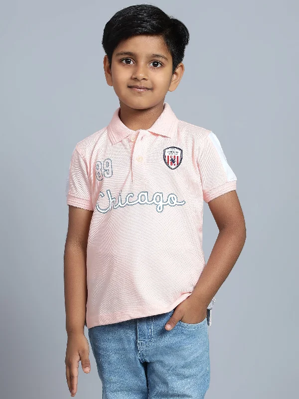 Casual Comfort Wear Boys Casual Light Pink Half Sleeve  T-Shirt