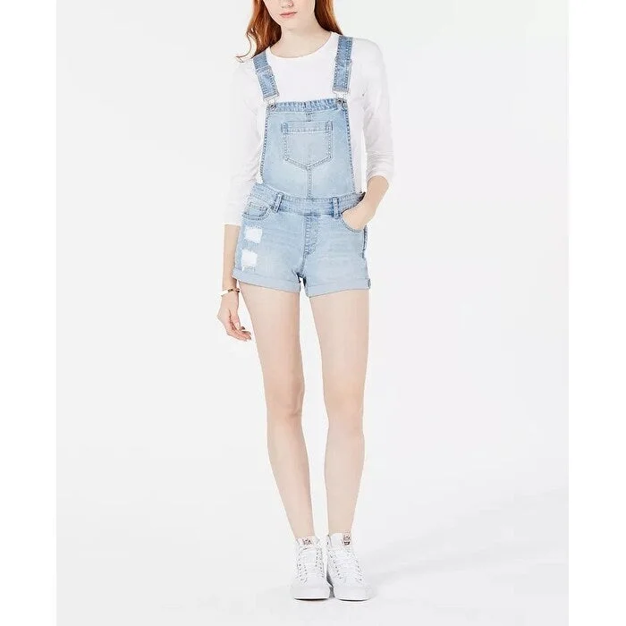 Low-key Luxury Dollhouse Junior's Cuffed Denim Shortalls Blue Size 1