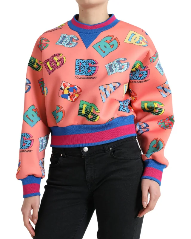 Cool Style Dolce & Gabbana  Women's Coral DG Logo Crewneck Sweatshirt
