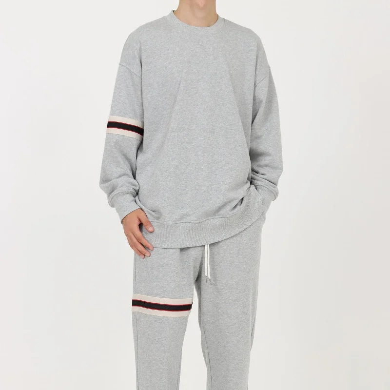 Lounge Chic Ribbon Stripe Round Neck Sweater