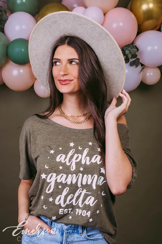 Relaxed And Casual Alpha Gamma Delta Slouchy Boho Recruitment Tee