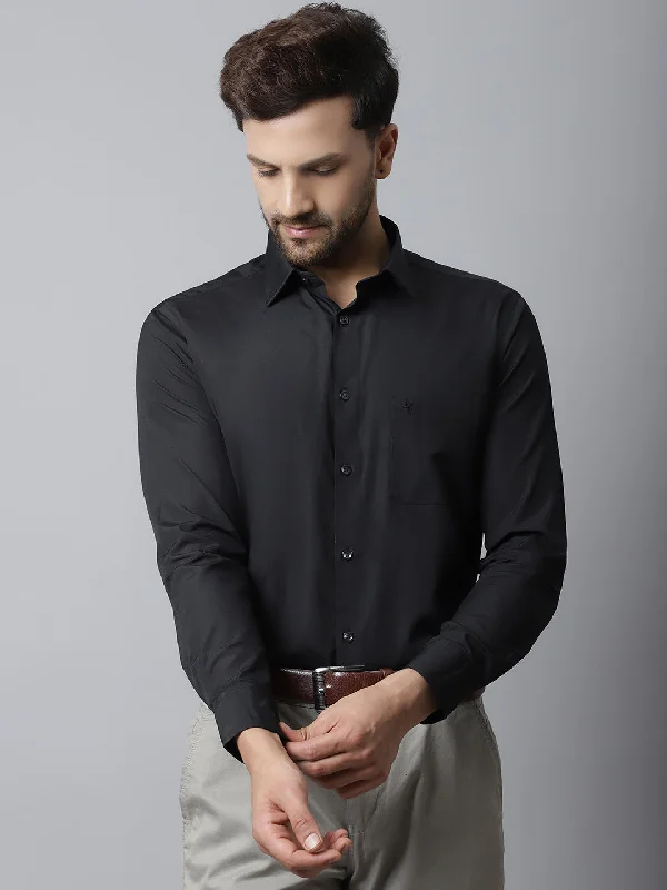 Comfortable Outfits Men's Black Formal Plain Full Sleeve Shirt