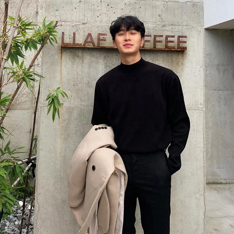 Advanced Design Half Turtleneck Slim Fit Sweater