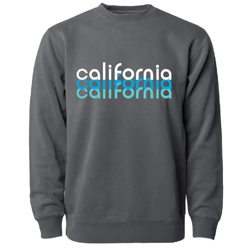 Age-reducing Style California Ocean Tones Pigment Dyed Crewneck Black