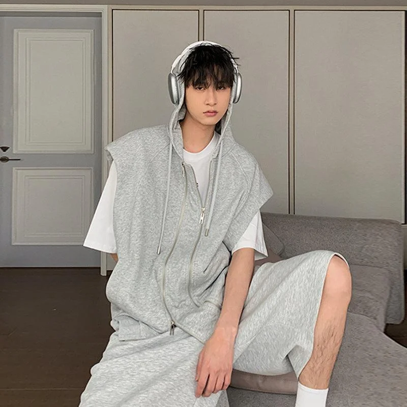 American Style Sleeveless Hooded Sweat Jacket