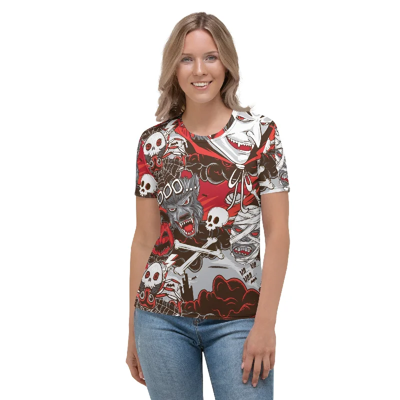 Simple Solid Color All The Horrors of Halloween T-shirt