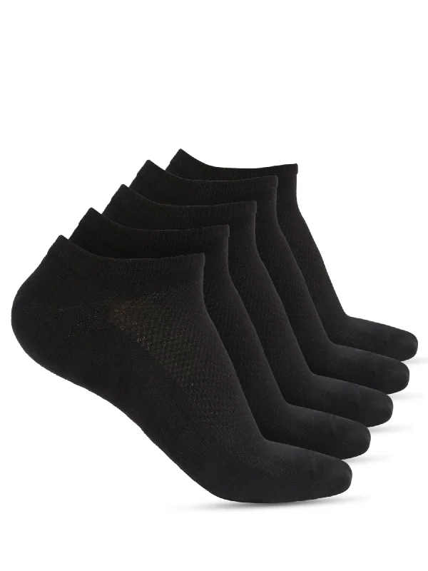 Smart Comfort Men's Black Fashion No Show / Loafer Socks -Pack of 5
