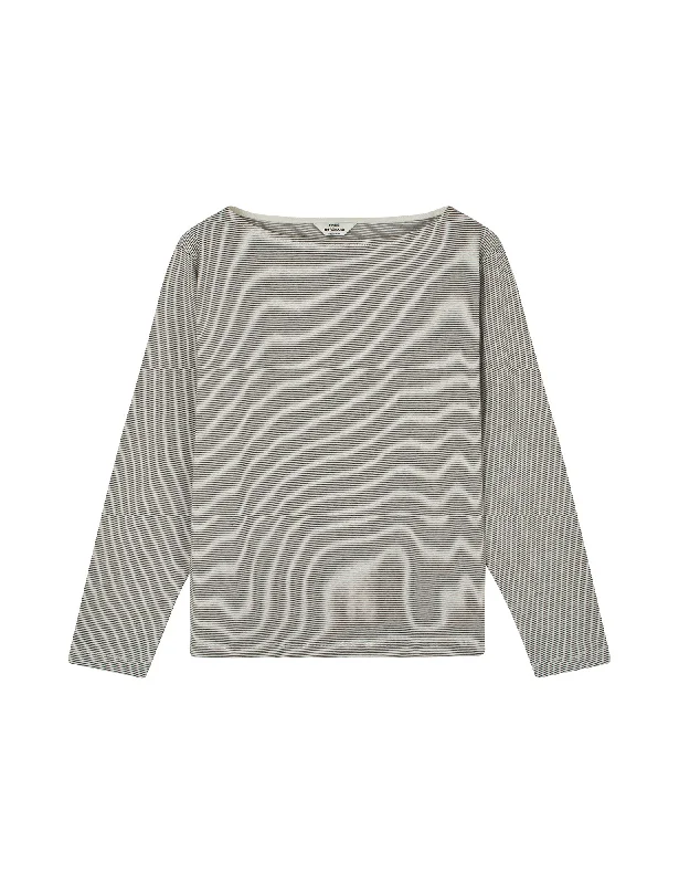 Simple Design Crisp Jersey Silke Tee LS, Black/Snow White