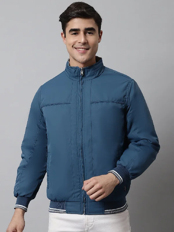 Exquisite Craftsmanship Mens Blue Reversible Jacket
