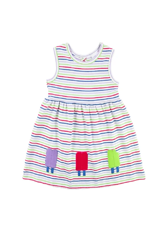 Youthful Street Fashion Stripe Knit Dress With Popsicles