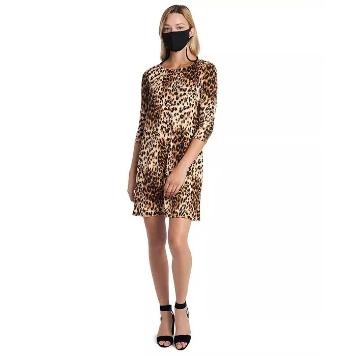 Comfortable down MSK Women's Leopard-Print Dress & Face Mask Necklace Black Size Large Comfortable down MSK Women's Leopard-Print Dress & Face Mask Necklace Black Size Large