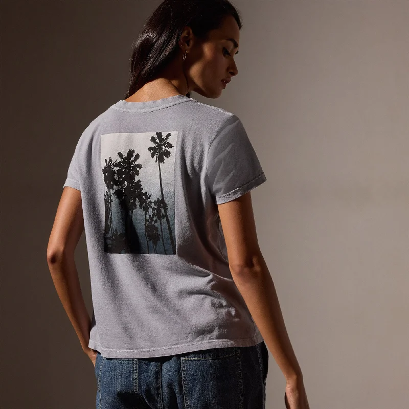 Cozy Fashion Ombrè Palms Graphic Tee  - Breeze Pigment/Grey