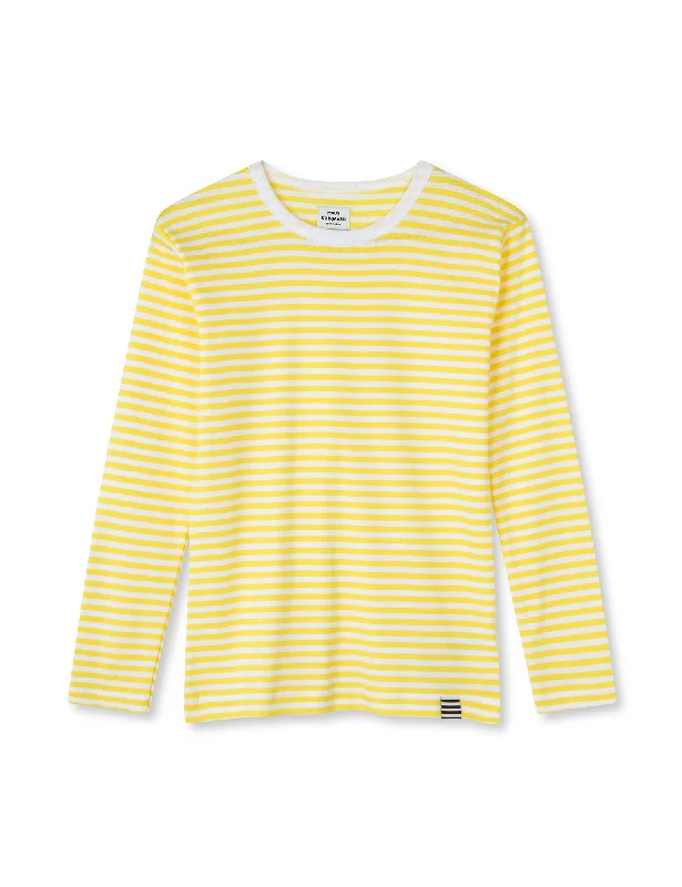 Easy Comfort Style Duo Rib Tobino Tee LS, Lemon Zest/ White