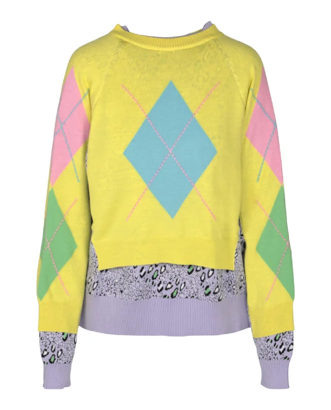 Luxe Comfort Versace Womens Patterned Twofer Sweater
