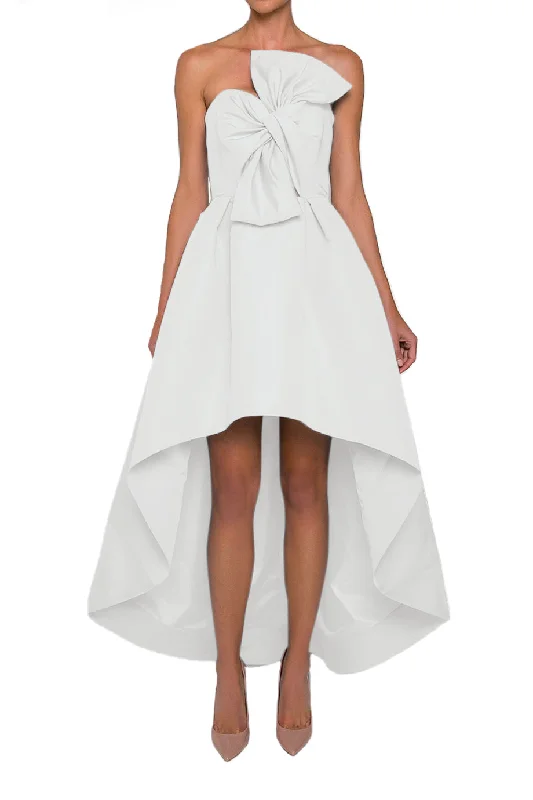 Comfortable Fashion Silk Faille Twisted Bow High-Low Gown