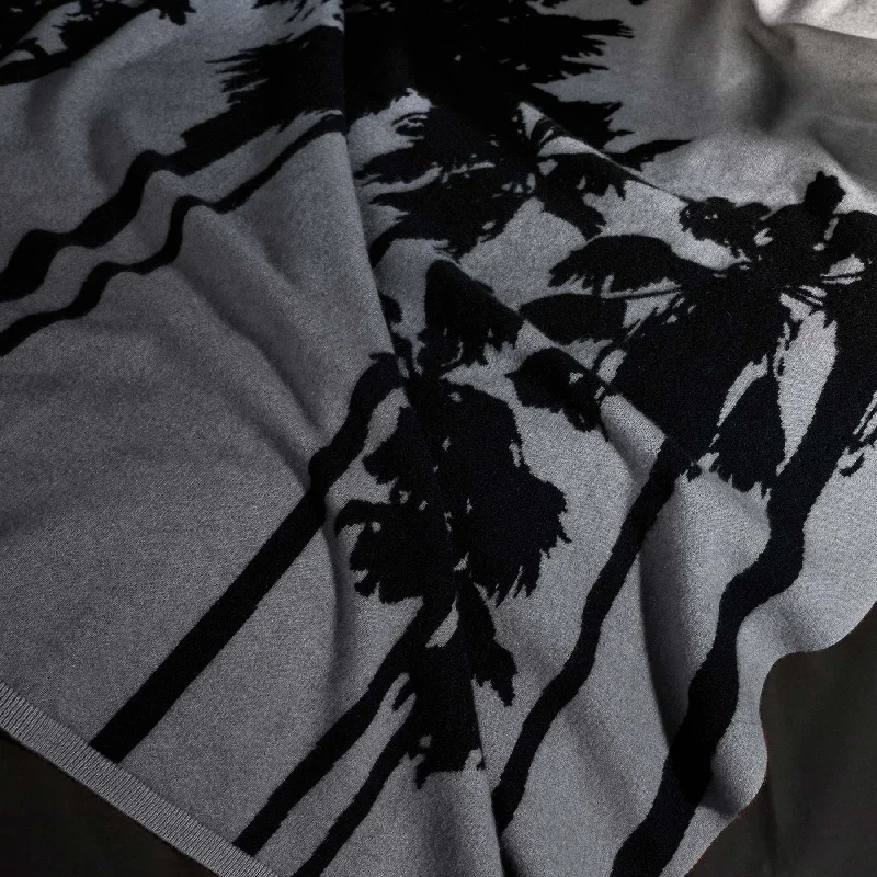 Personalized Design Ombrè Palms Cashmere Blanket - Black/Grey