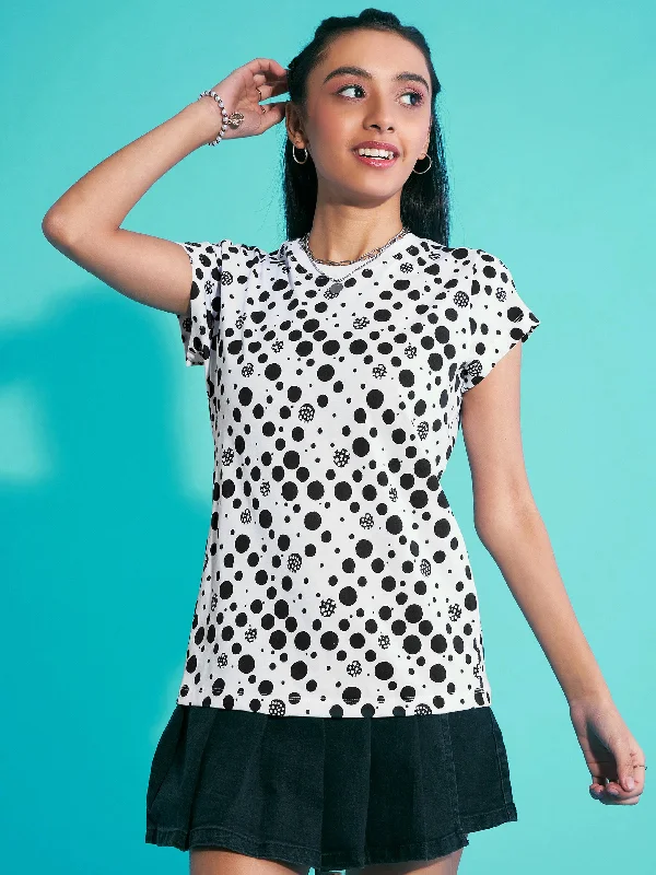 Fashion Selection Girls Black Polka Dot Print T-Shirt