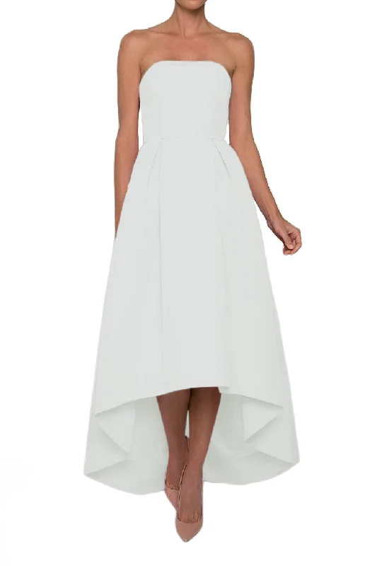 Stunning Fashion Silk Faille Strapless High-Low Gown White