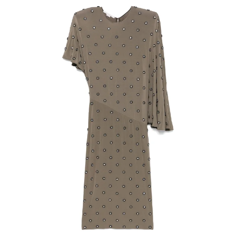 Effortless Wear Crystal Studded Draped Jersey Dress