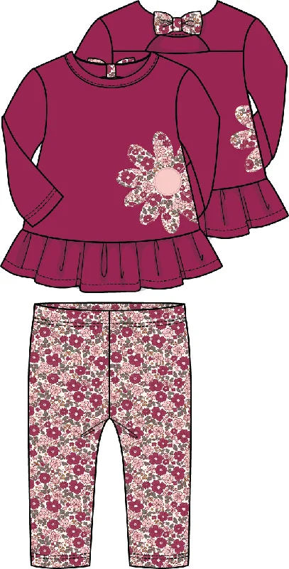 Soft Comfort 2 Piece Girls Tunic & Flower Leggings