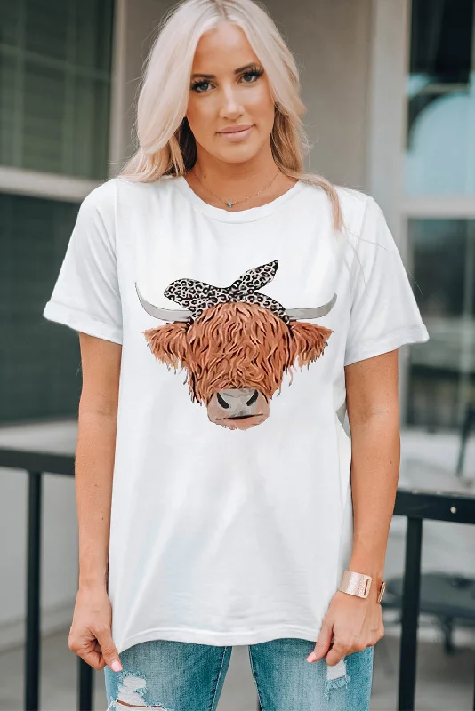 Relaxed Tops Animal Graphic Round Neck T-Shirt