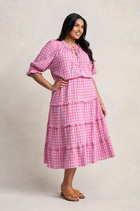 Advanced Customization Cotton Gingham Tiered Dress
