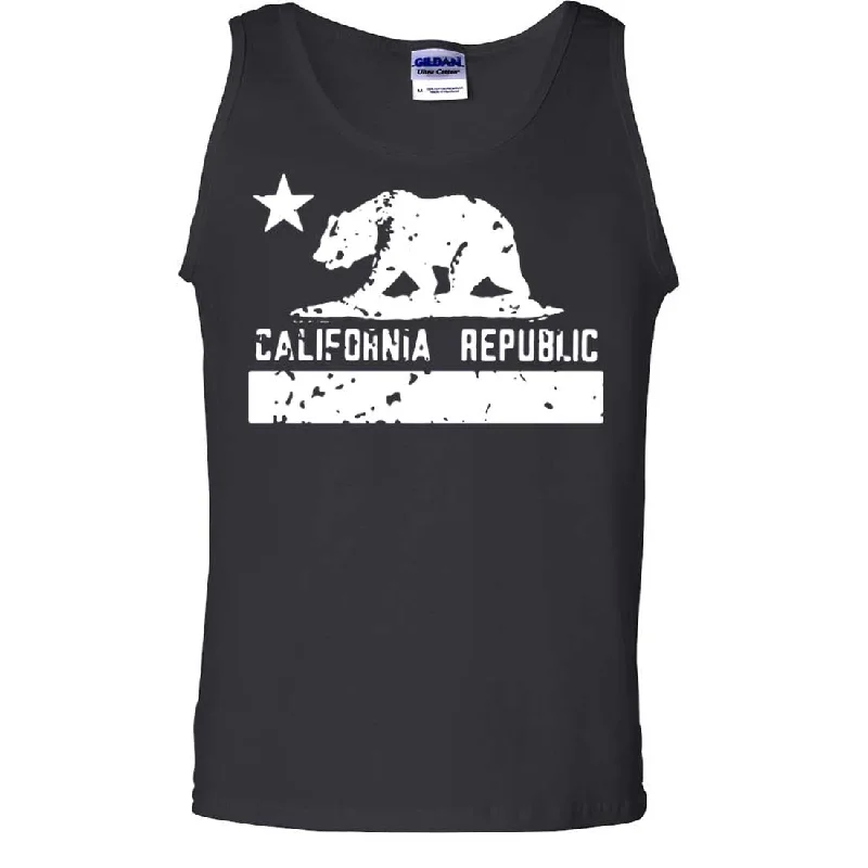 High-end Fashion California Flag White Print Silhouette Asst Colors Tank Top
