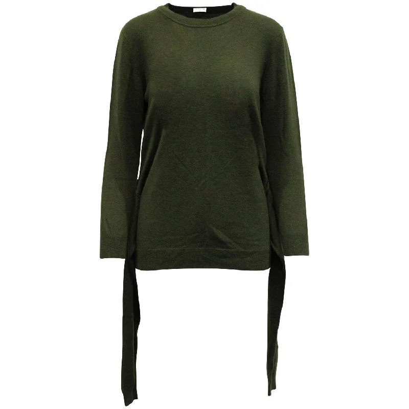 Effortless Elegance Sandro Paris Waist Tie Sweater in Army Green Wool