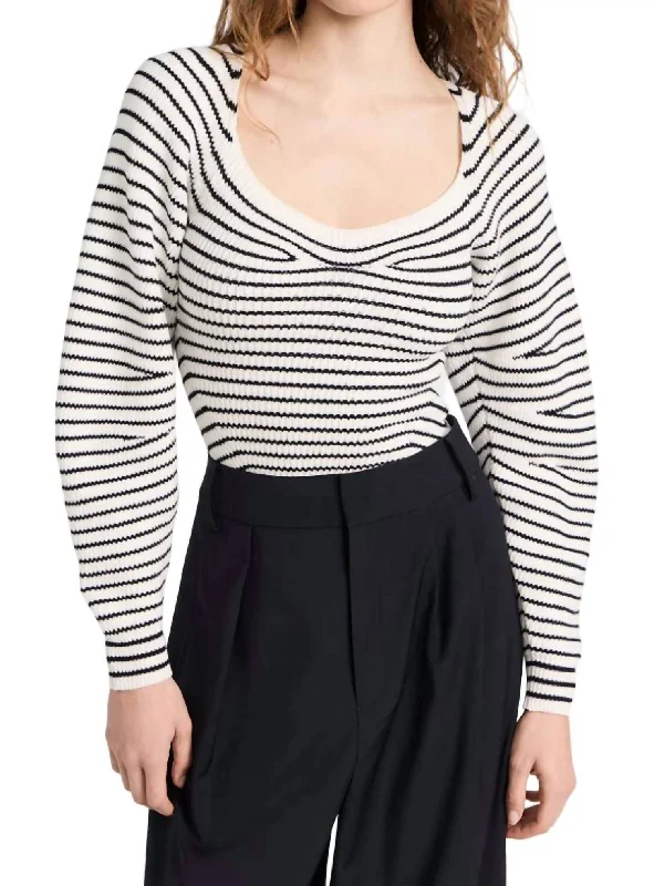 Cool Breeze At Night Maeve Sweater In Natural/navy