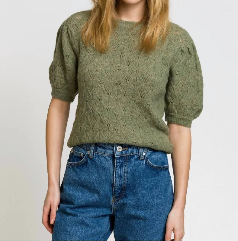 Leisure Travel Ledika Short-Sleeve Sweater In Sage