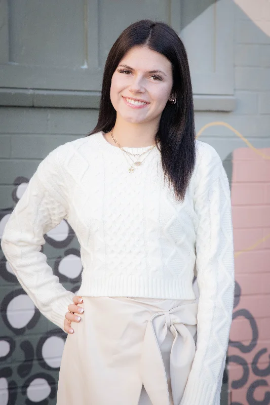 Innovative Design Kessie Cable Knit Sweater, Whisper White | Steve Madden