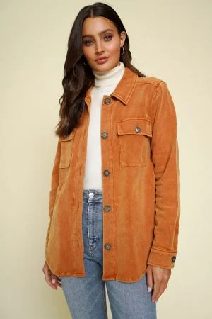 Fashionable And Versatile Washed Cotton Jacket - Pumpkin