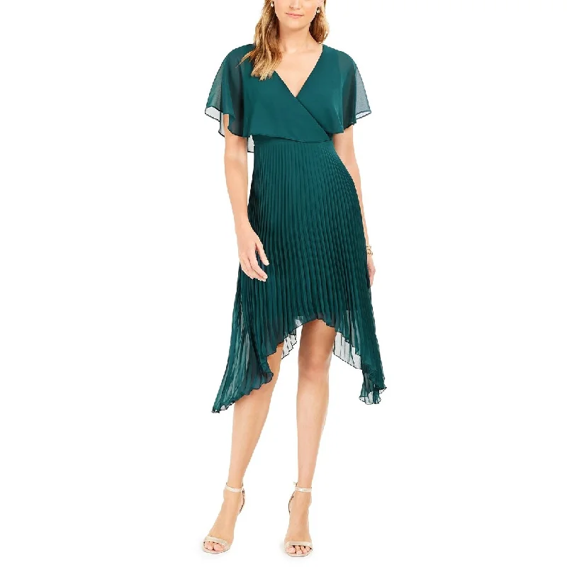 Classic Series Kensie Women's Chiffon Pleated Dress Med Green Size 4