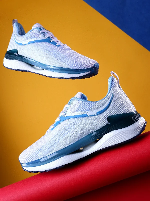 Stylish Ease Men's Sky Blue Solid Lace-Up Running Shoes