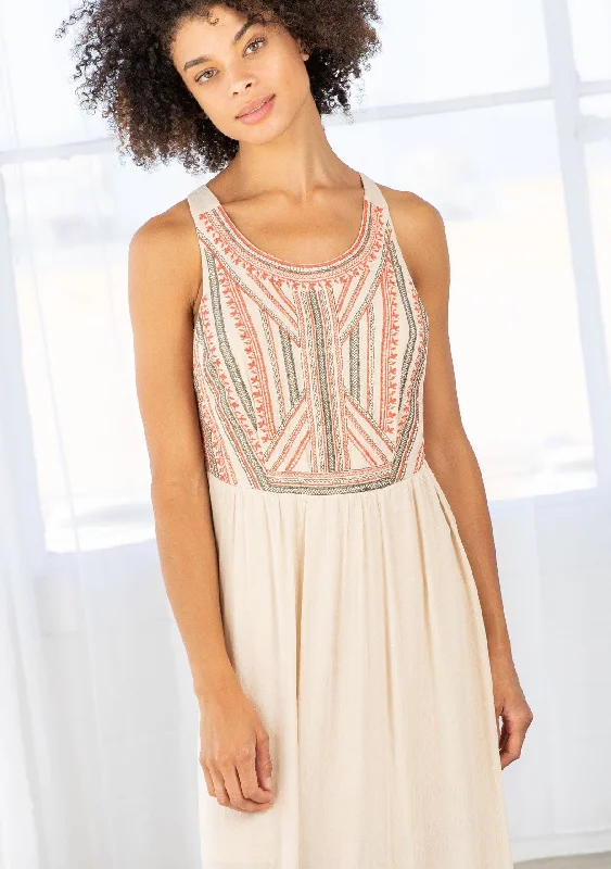 Cozy Look Embroidered Cross Back Maxi