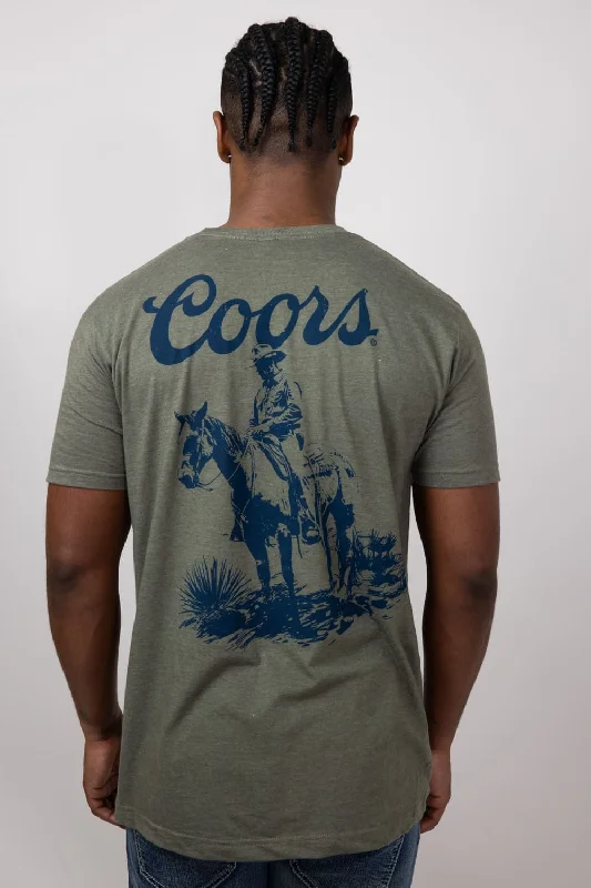 Soft And Comfortable Coors Lone Cowboy T-Shirt for Men in Green | 17642-205A-GREEN