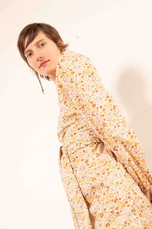 Retro Fashion Darcy Liberty Flower Printed Cotton Honey Dress - Billie Dresses