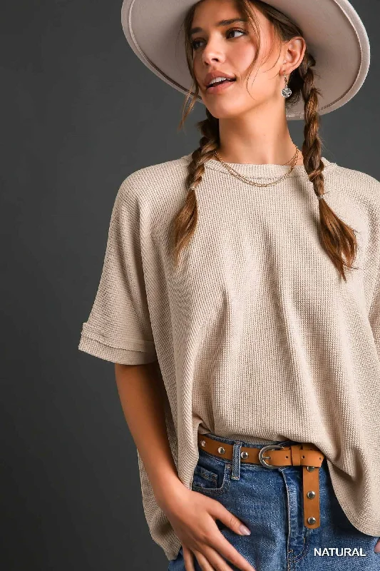 Trends Waffle Knit Short Sleeve Top
