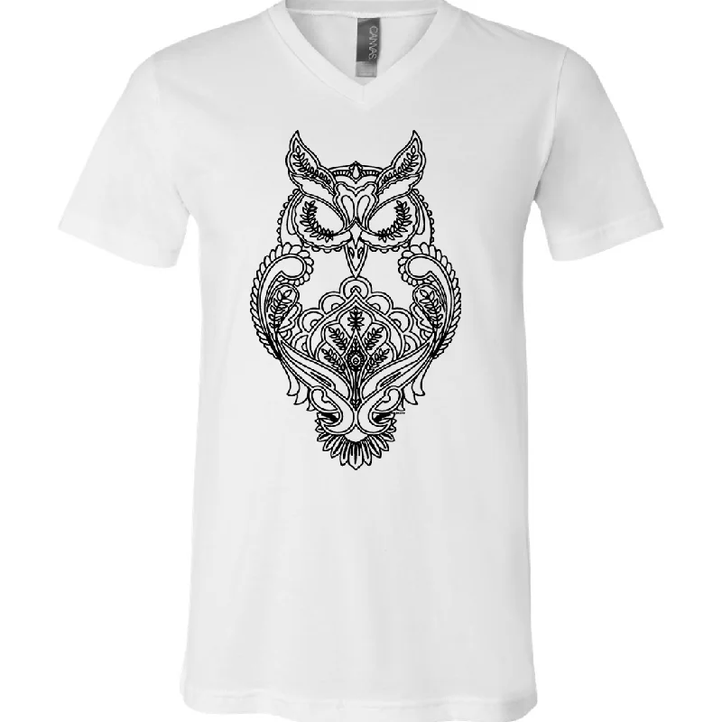 Fashion Must-have Mystical Owl Stencil Black Asst Colors V-Neck